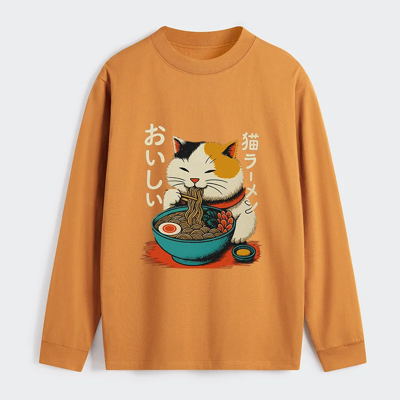 Tokyo-Tiger Cute Eat Eating Japanese Ramen Classic Long Sleeve T-Shirt