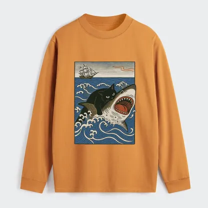 Tokyo-Tiger Cat Hunting Shark Classic Long Sleeve T-Shirt