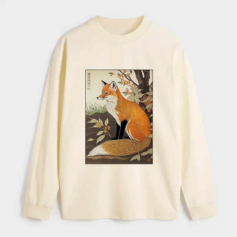 Tokyo-Tiger Ukiyo-e Fox Classic Long Sleeve T-Shirt Sale