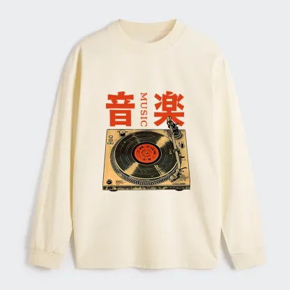 Tokyo-Tiger Retro Music Record Player Classic Long Sleeve T-Shirt