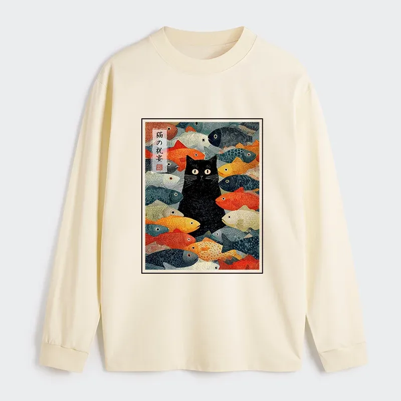 Tokyo-Tiger The Cat's Feast of Fish Classic Long Sleeve T-Shirt