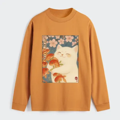 Tokyo-Tiger Funny Ukiyoe Cat and Fish Flower Classic Long Sleeve T-Shirt