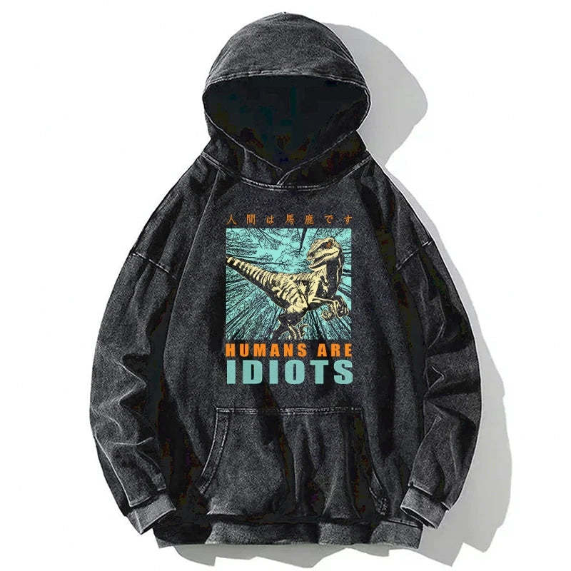 Tokyo-Tiger Mocking Dinosaurs Japanese Washed Hoodie