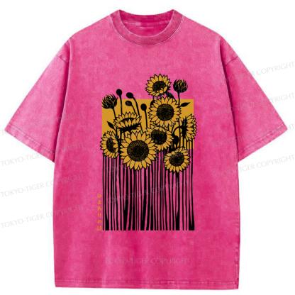 Tokyo-Tiger The Poem of Sunflowers Washed T-Shirt
