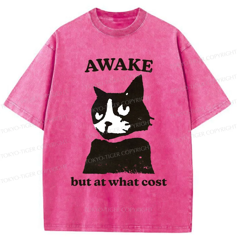 Tokyo-Tiger Awake But At What Cost Cat Washed T-Shirt