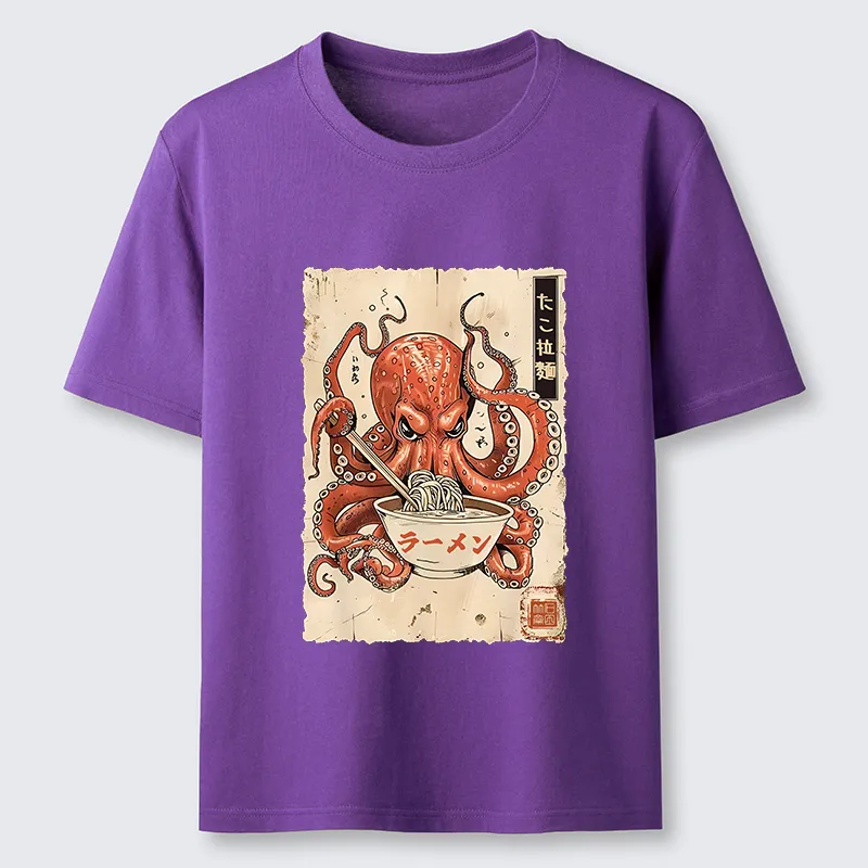Tokyo-Tiger Retro Octopus Eating Ramen Classic T-Shirt