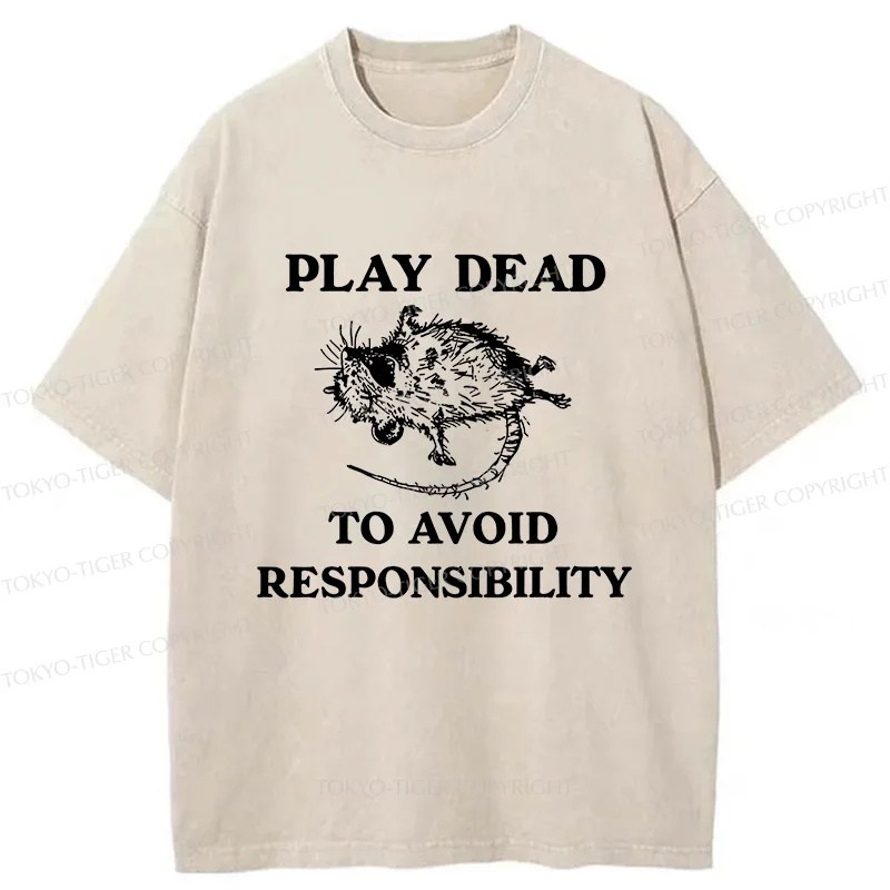 Tokyo-Tiger Possum Playing Dead Meme Washed T-Shirt