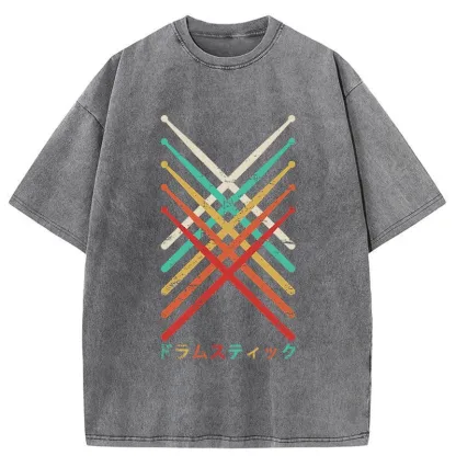 Tokyo-Tiger Japanese Drumsticks Washed T-Shirt