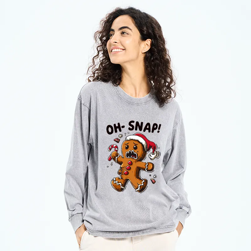 Tokyo-Tiger Oh Snap The Gingerbread Man's Christmas Chaos Washed Long Sleeve T-Shirt