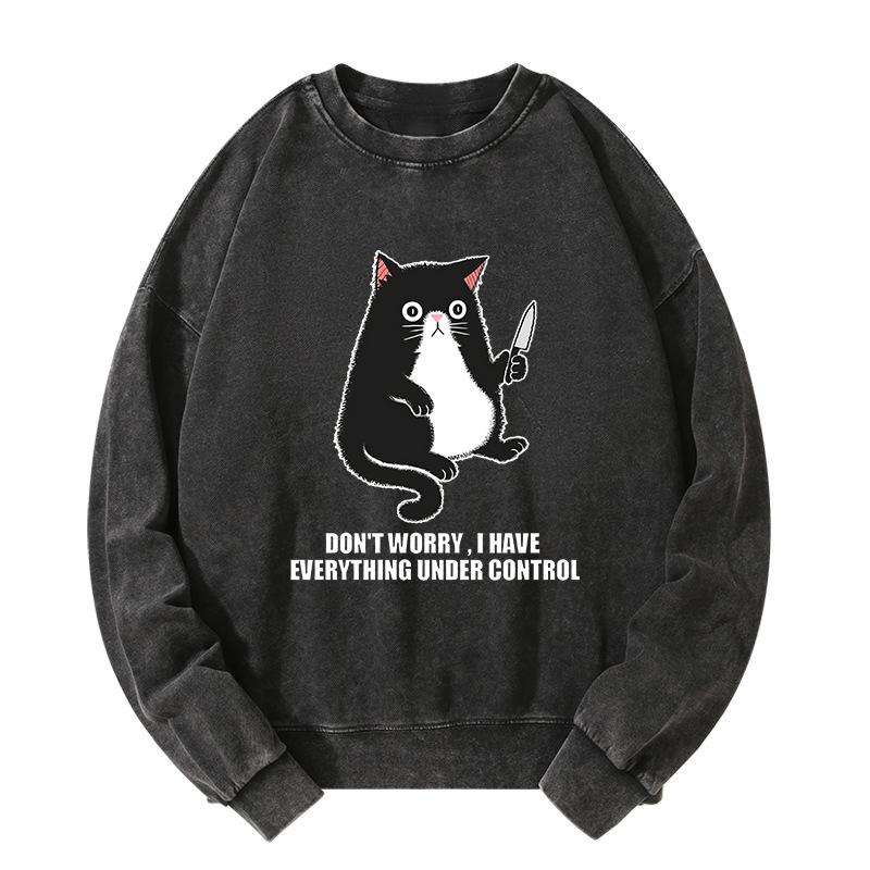 Tokyo-Tiger Cat Said Don't Worry Washed Sweatshirt