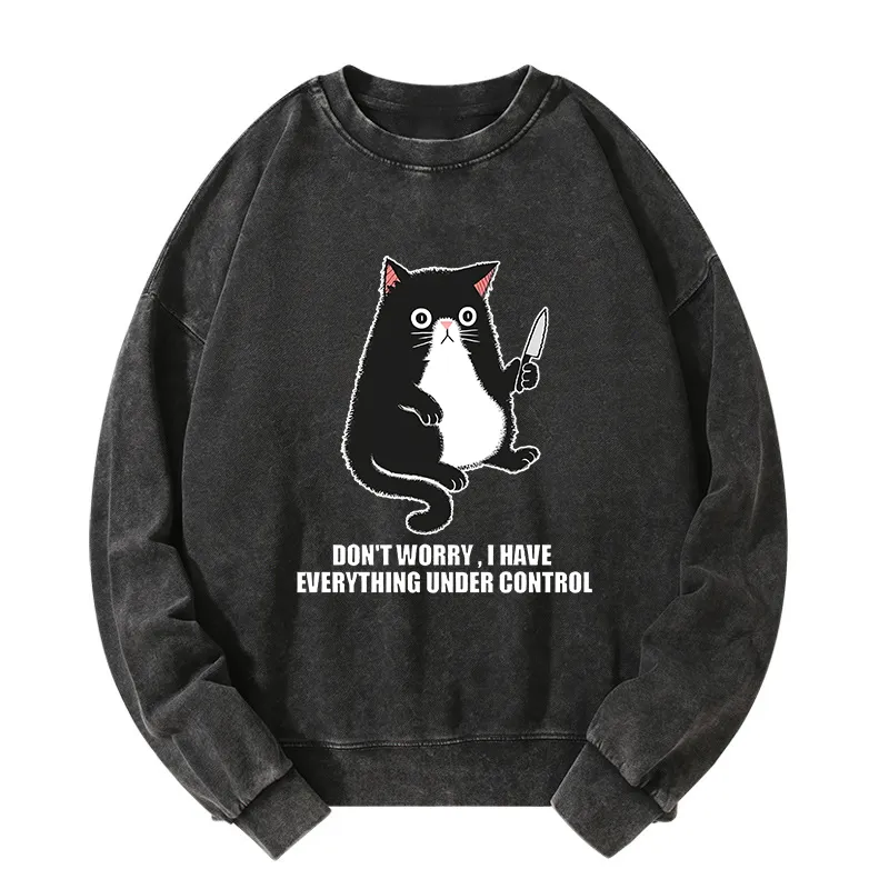 Tokyo-Tiger Cat Said Don't Worry Washed Sweatshirt