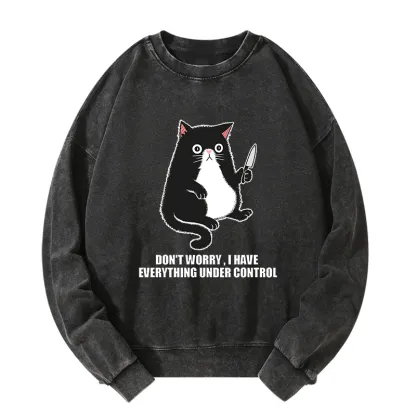 Tokyo-Tiger Cat Said Don't Worry Washed Sweatshirt