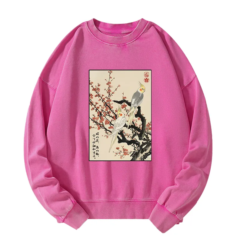 Tokyo-Tiger Whispers of Silent Blossoms Washed Sweatshirt