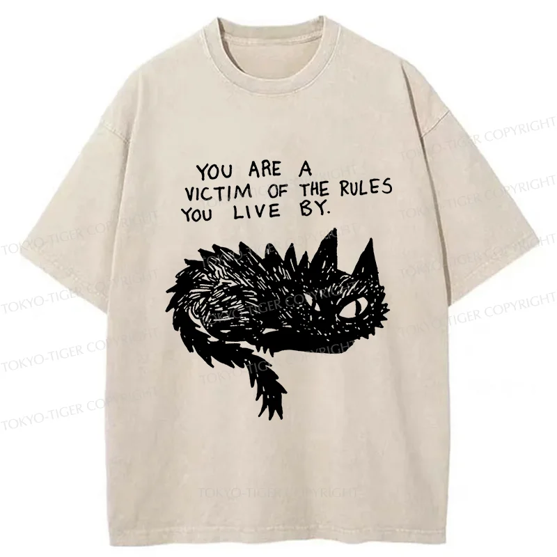 Tokyo-Tiger Funny Black Cat Meme Washed T-Shirt