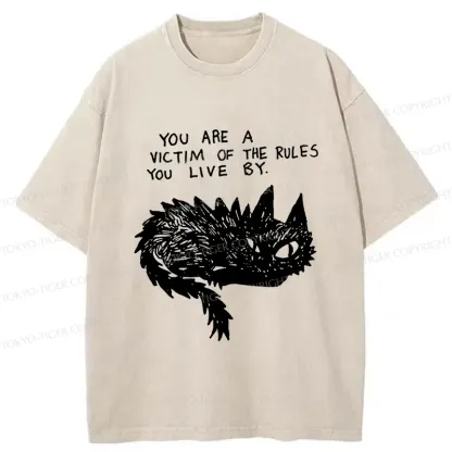 Tokyo-Tiger Funny Black Cat Meme Washed T-Shirt