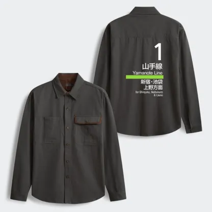Tokyo-Tiger Tokyo Yamanote Line Platform Sign Men's Corduroy Work Jacket