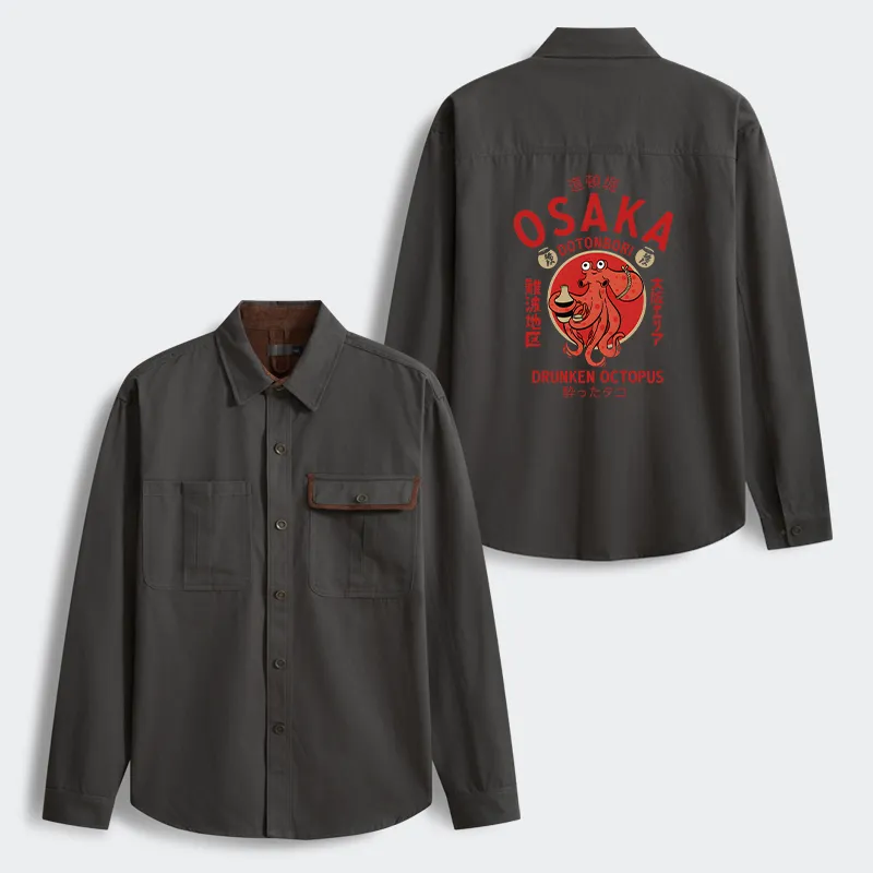 Tokyo-Tiger Drunken Octopus Japan Men's Corduroy Work Jacket