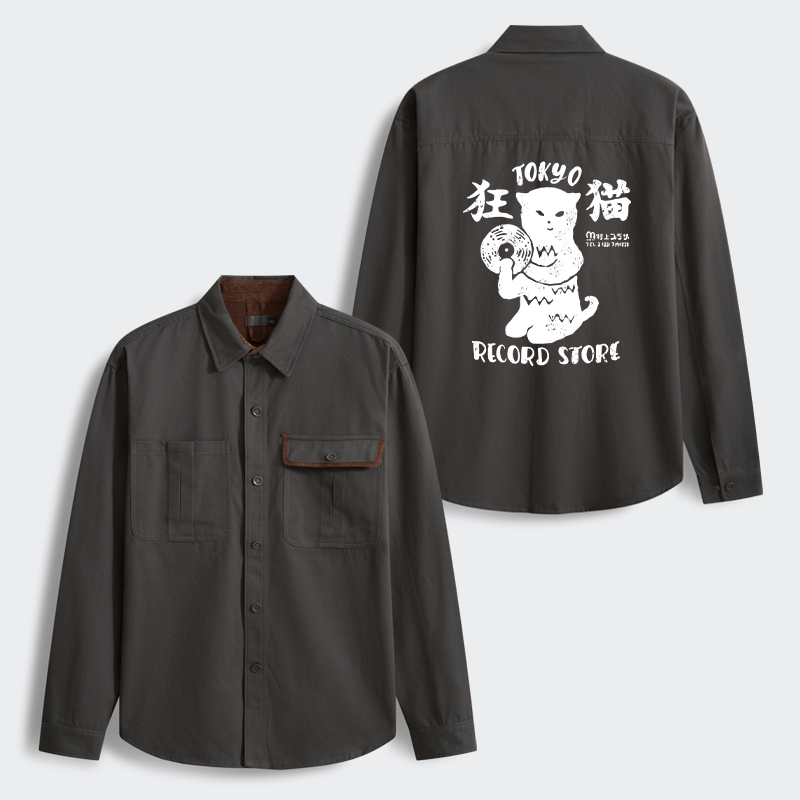 Tokyo-Tiger Tokyo Record Store Cat CD Men's Corduroy Work Jacket