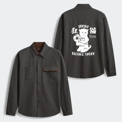 Tokyo-Tiger Tokyo Record Store Cat CD Men's Corduroy Work Jacket