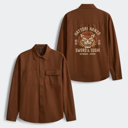 Tokyo-Tiger Hattori Lion Japanese Samurai Men's Corduroy Work Jacket