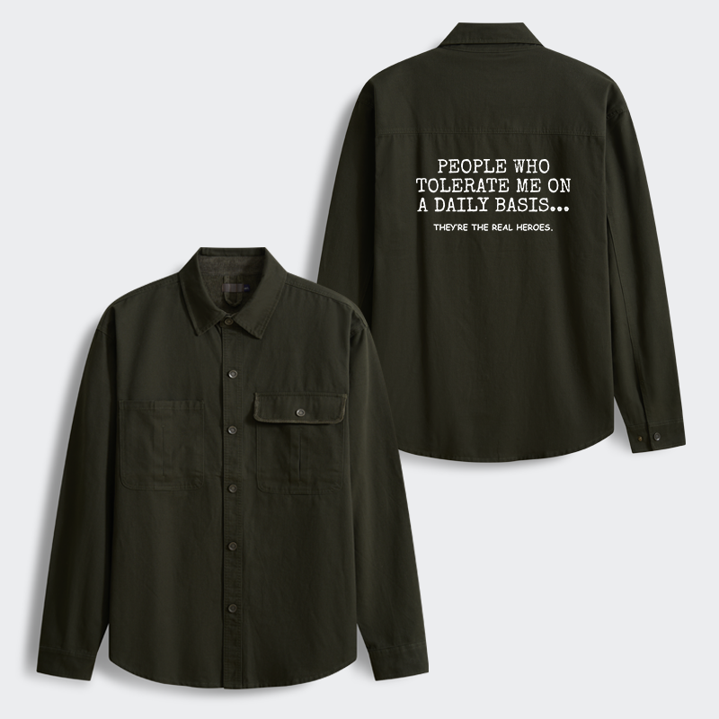 Tokyo-Tiger Anyone Who Puts Up With Me Is A Hero Men's Corduroy Work Jacket