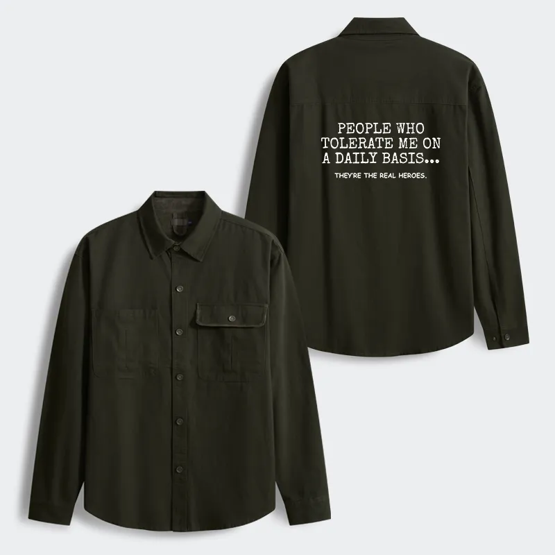 Tokyo-Tiger Anyone Who Puts Up With Me Is A Hero Men's Corduroy Work Jacket