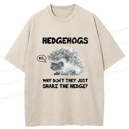 Tokyo-Tiger Funny Hedgehog Meme Washed T-Shirt