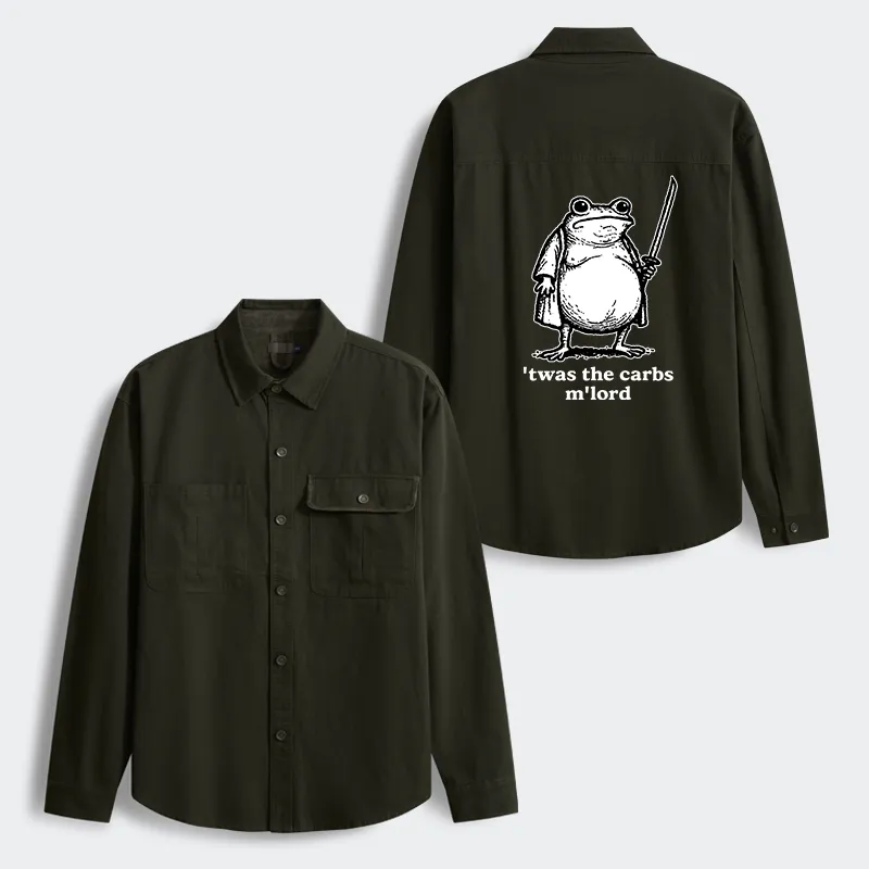 Tokyo-Tiger Funny Fat Samurai Frog Men's Corduroy Work Jacket