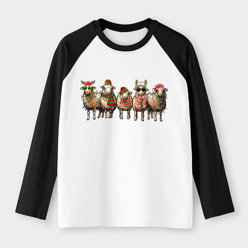 Tokyo-Tiger Christmas Sheep Raglan Long Sleeve T-shirt