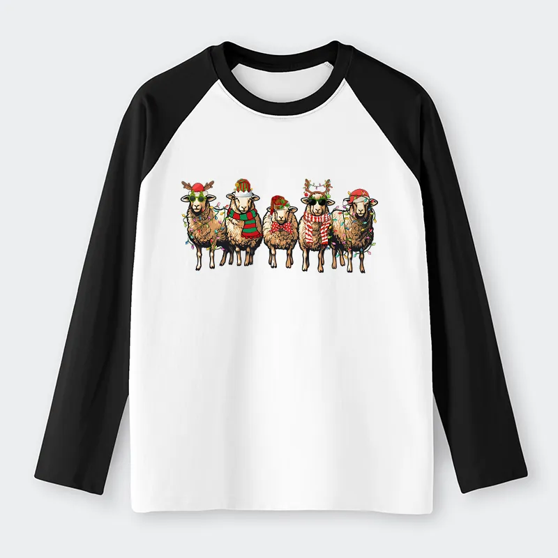Tokyo-Tiger Christmas Sheep Raglan Long Sleeve T-shirt