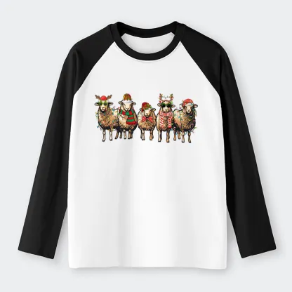 Tokyo-Tiger Christmas Sheep Raglan Long Sleeve T-shirt
