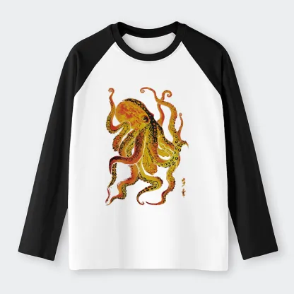 Tokyo-Tiger Deep Sea Gorgeous Octopus Raglan Long Sleeve T-shirt