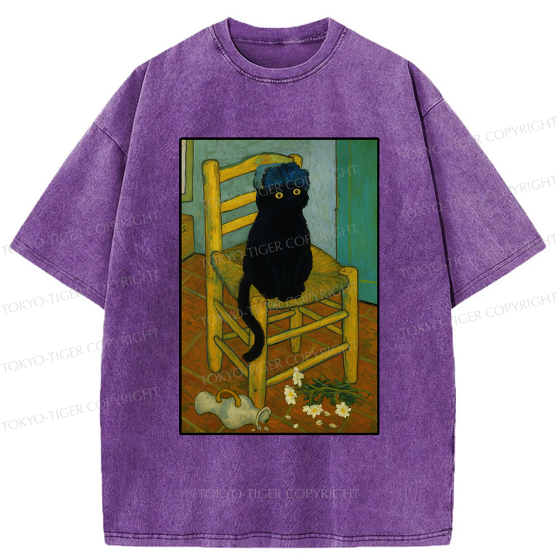 Tokyo-Tiger Black Cat or Van Gogh Washed T-Shirt