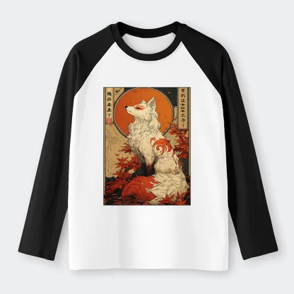 Tokyo-Tiger The Fox of Fates: A Tale of Nine Tails Raglan Long Sleeve T-shirt