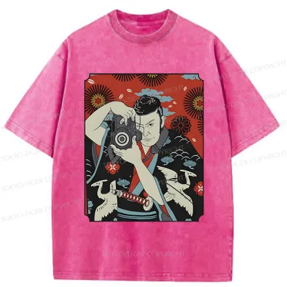 Tokyo-Tiger Samurai Is Taking Photos Washed T-Shirt