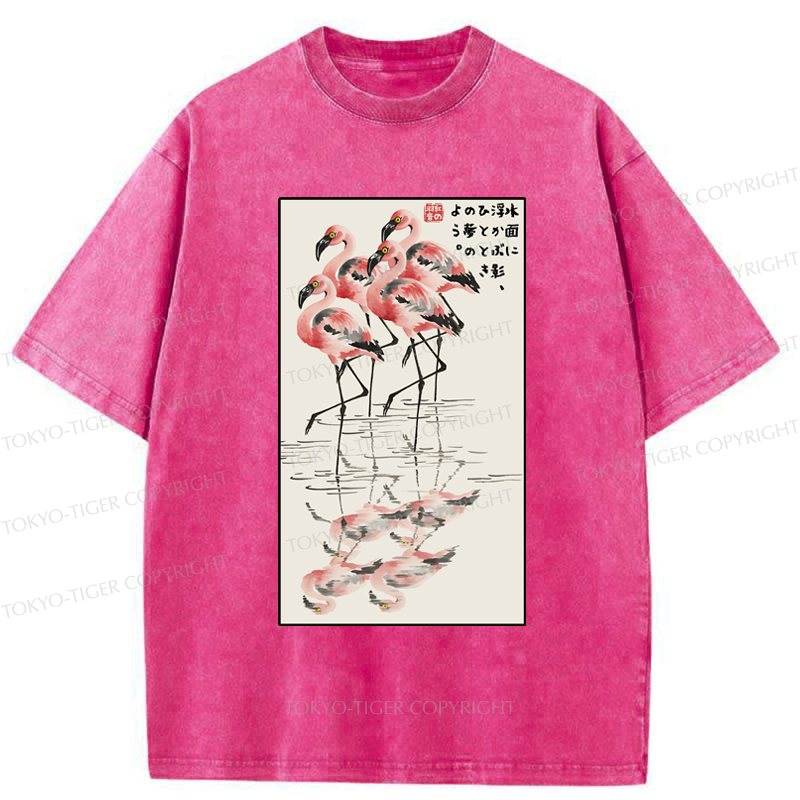 Tokyo-Tiger Flamingo's Grace Washed T-Shirt