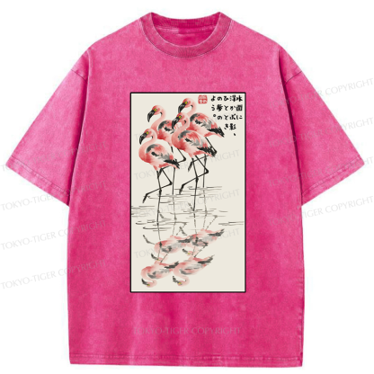 Tokyo-Tiger Flamingo's Grace Washed T-Shirt