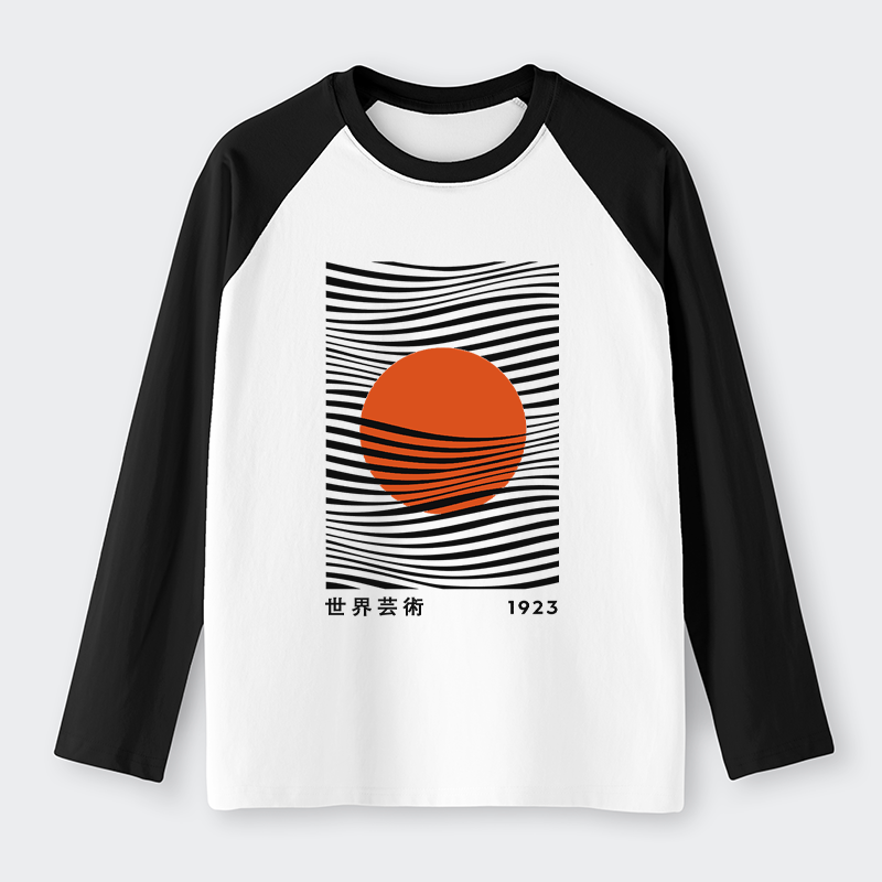 Tokyo-Tiger Minimalist Art Sun Raglan Long Sleeve T-shirt