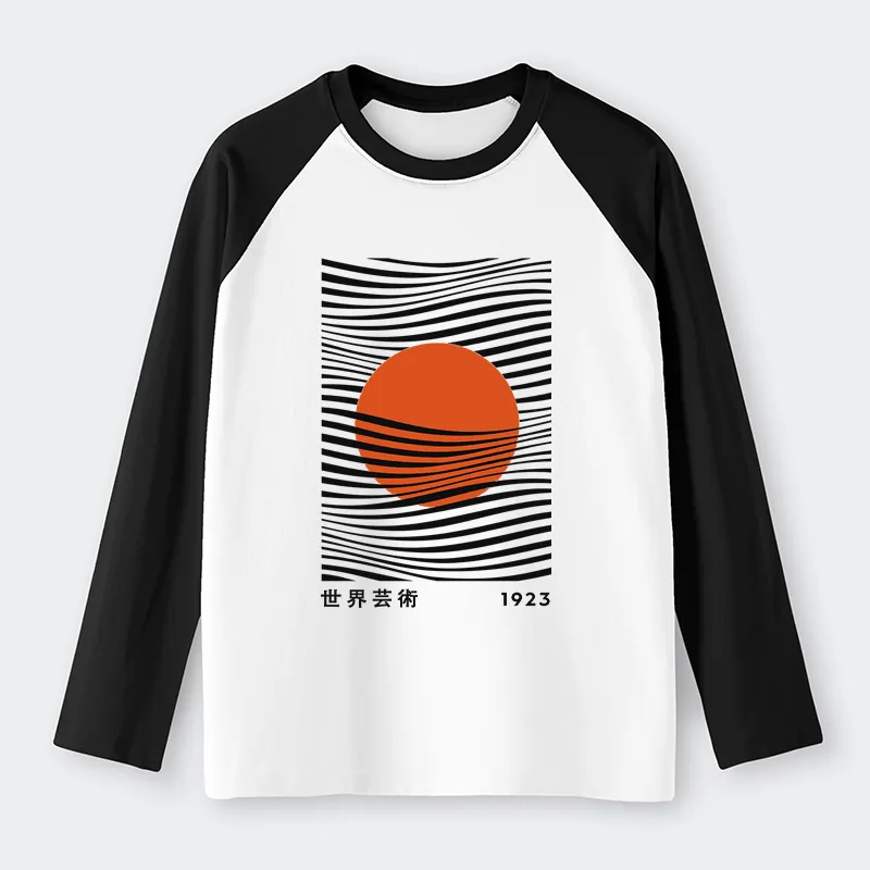 Tokyo-Tiger Minimalist Art Sun Raglan Long Sleeve T-shirt