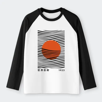 Tokyo-Tiger Minimalist Art Sun Raglan Long Sleeve T-shirt