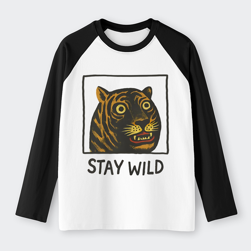 Tokyo-Tiger Silly And Cute Tiger Raglan Long Sleeve T-shirt