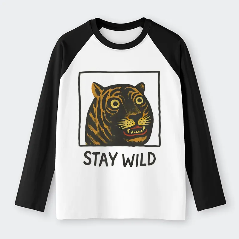 Tokyo-Tiger Silly And Cute Tiger Raglan Long Sleeve T-shirt