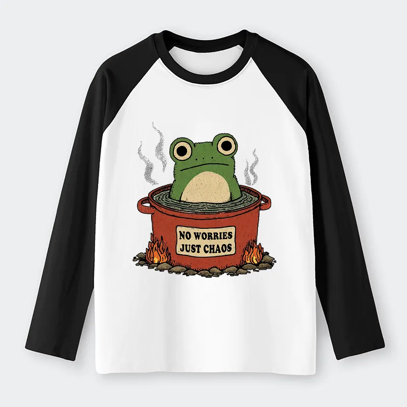 Tokyo-Tiger Frog：No Worries，Just Chaos Raglan Long Sleeve T-shirt