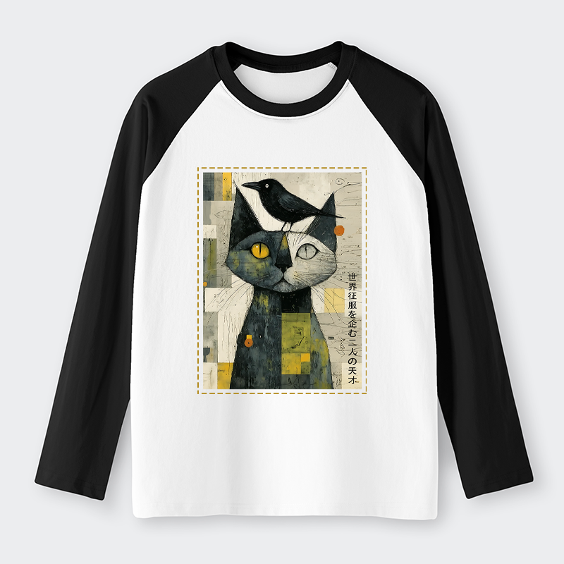 Tokyo-Tiger The Cat And The Crow Are Planning To Rule The World Raglan Long Sleeve T-shirt