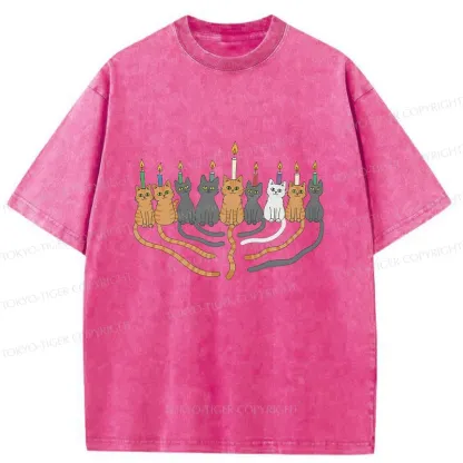 Tokyo-Tiger Hanukkah Cat Washed T-Shirt