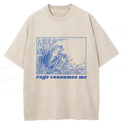 Tokyo-Tiger Rage Consumes Frog Washed T-Shirt