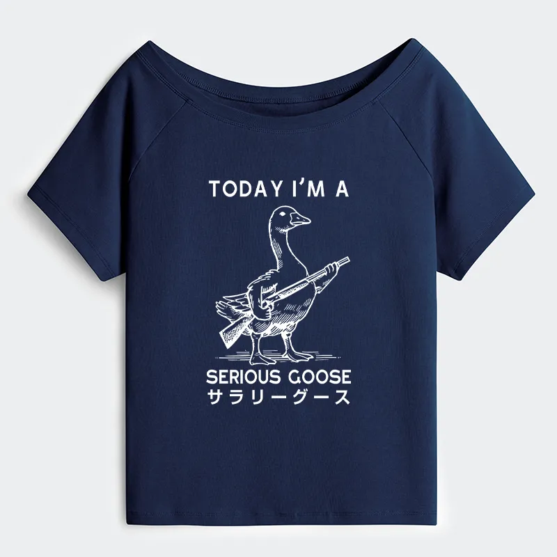 Tokyo-Tiger Serious Stupid Goose Off Shoulder T-Shirt