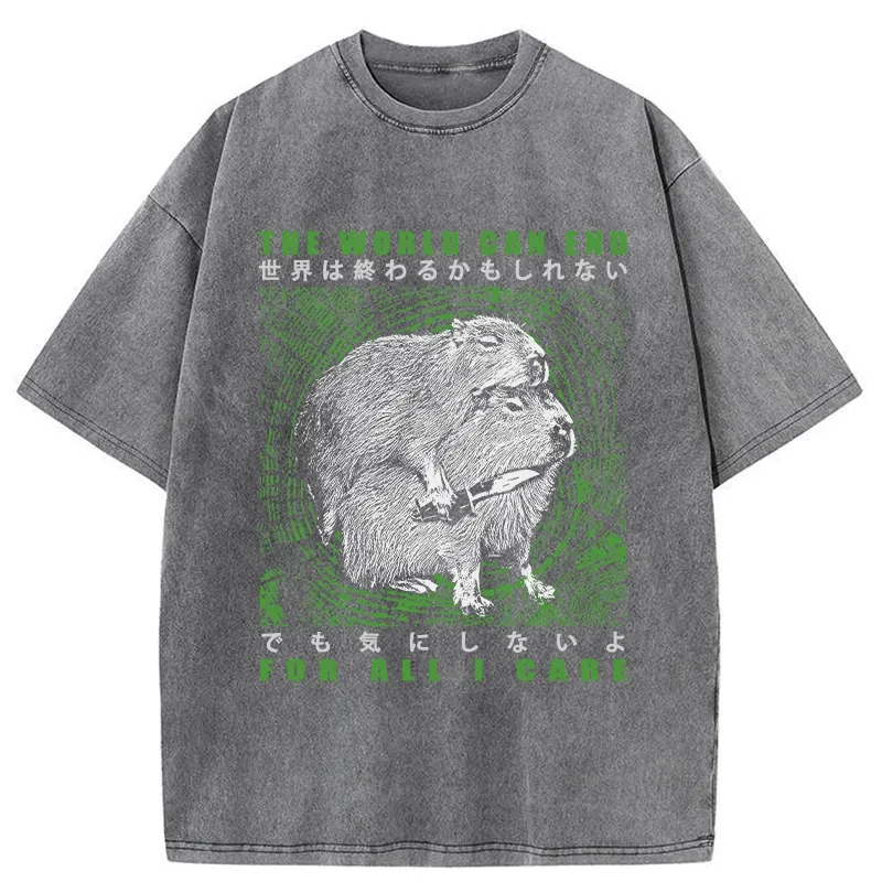 Tokyo-Tiger World Can End For All I Care Washed T-Shirt