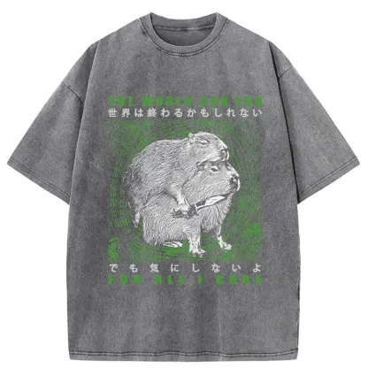 Tokyo-Tiger World Can End For All I Care Washed T-Shirt