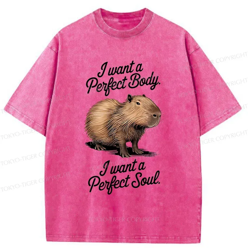 Tokyo-Tiger Capybaras Want Perfection Washed T-Shirt